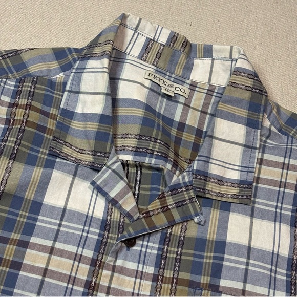 Frye and Co. Shirt Men Size 3XL Blue Button Short Sleeve Stretch Casual - Picture 1 of 6